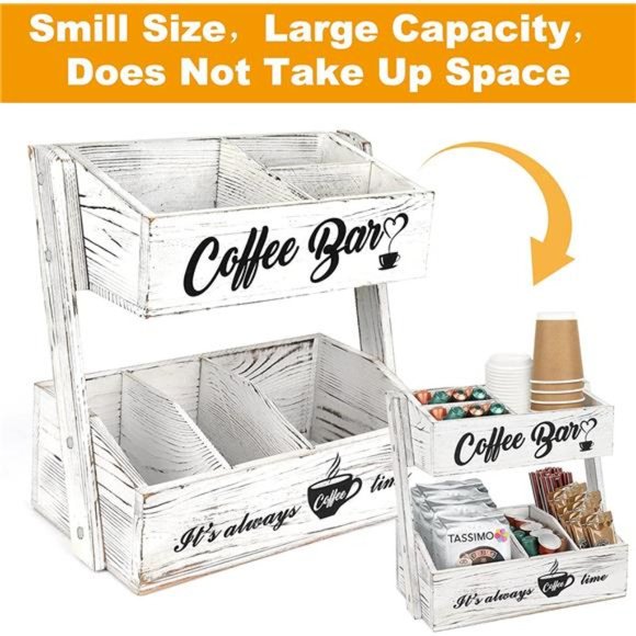 Coffee Bar Accessories Organizer and Storage Countertop, 2 Tier Kitchen Counter - Picture 4 of 6
